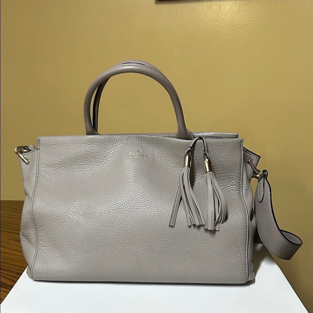 kate spade Pebble Leather Satchel in Taupe Larson Atwood place cityscape
